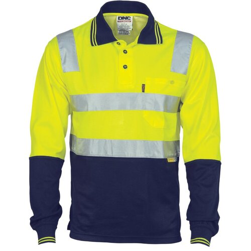WORKWEAR, SAFETY & CORPORATE CLOTHING SPECIALISTS - Cotton Back HiVis Two Tone Polo Shirt with CSR R/ Tape - L/S