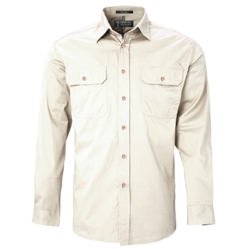 WORKWEAR, SAFETY & CORPORATE CLOTHING SPECIALISTS - Open Front Men's Pilbara Shirt - Long Sleeve