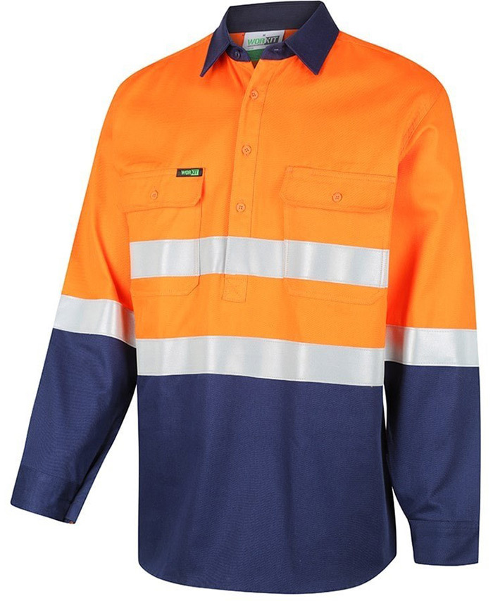 HiVis 2 Tone Closed Front Lightweight Taped Shirt Workit Workwear