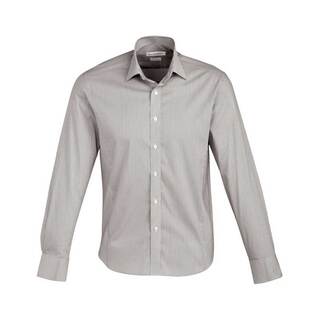 WORKWEAR, SAFETY & CORPORATE CLOTHING SPECIALISTS - Berlin Mens Shirt - Long Sleeve-Graphite / Stripe-6XL
