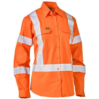 WORKWEAR, SAFETY & CORPORATE CLOTHING SPECIALISTS - WOMEN'S X TAPED BIOMOTION HI VIS COOL LIGHTWEIGHT DRILL SHIRT
