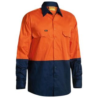 WORKWEAR, SAFETY & CORPORATE CLOTHING SPECIALISTS - COOL LIGHTWEIGHT HI VIS DRILL SHIRT - LONG SLEEVE