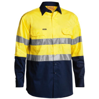WORKWEAR, SAFETY & CORPORATE CLOTHING SPECIALISTS - 3M TAPED TWO TONE HI VIS COOL LIGHTWEIGHT SHIRT - LONG SLEEVE - 4 PACK