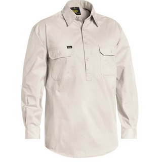 WORKWEAR, SAFETY & CORPORATE CLOTHING SPECIALISTS - CLOSED FRONT COOL LIGHTWEIGHT DRILL SHIRT - LONG SLEEVE