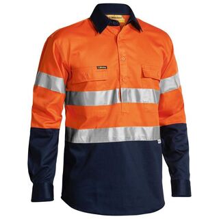 WORKWEAR, SAFETY & CORPORATE CLOTHING SPECIALISTS - 3M TAPED CLOSED FRONT HI VIS DRILL SHIRT - LONG SLEEVE