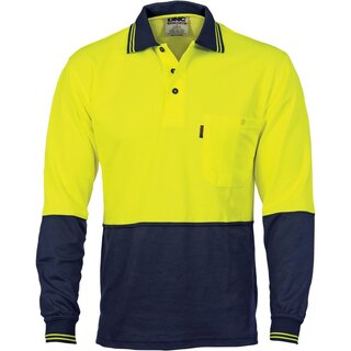 WORKWEAR, SAFETY & CORPORATE CLOTHING SPECIALISTS - Cotton Back HiVis Two Tone Fluoro Polo - Long Sleeve