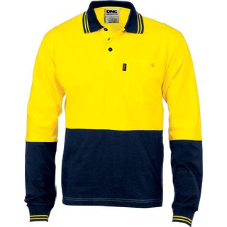 WORKWEAR, SAFETY & CORPORATE CLOTHING SPECIALISTS - HiVis Cool-Breeze Cotton Jersey Polo Shirt with Under Arm Cotton Mesh - L/S