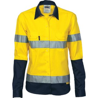 WORKWEAR, SAFETY & CORPORATE CLOTHING SPECIALISTS - Ladies HiVis Two Tone Drill Sh irt with 3M R/Tape - Long sleeve