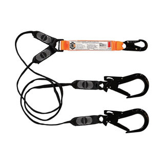WORKWEAR, SAFETY & CORPORATE CLOTHING SPECIALISTS - LINQ Elite Double Leg Shock Absorbing Webbing Lanyard with Hardware SN & ST X2
