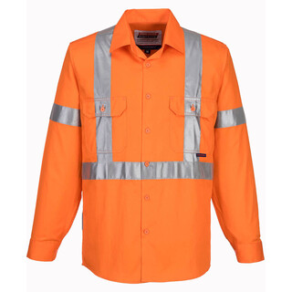 WORKWEAR, SAFETY & CORPORATE CLOTHING SPECIALISTS - 100% Lightweight Cotton Long Sleeve Shirt with Cross Back Tape (Old WWL3001X)