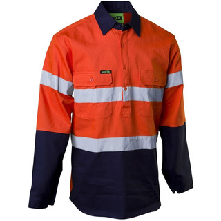 WORKWEAR, SAFETY & CORPORATE CLOTHING SPECIALISTS - Hi-Vis 2 Tone Closed Front Dual Weight Welders Taped Shirt