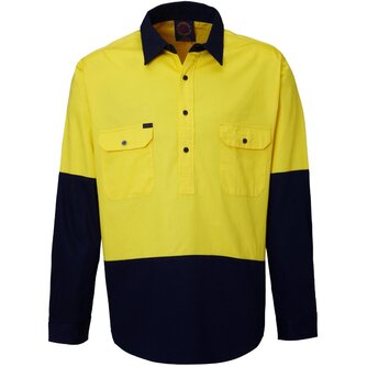 WORKWEAR, SAFETY & CORPORATE CLOTHING SPECIALISTS - Closed Front 2 Tone L/S Shirt