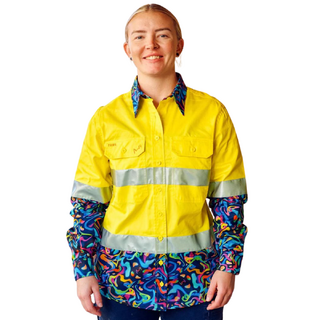 WORKWEAR, SAFETY & CORPORATE CLOTHING SPECIALISTS - Women's Pearler Yellow Day/Night Hi Vis Workshirt