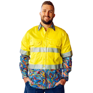 WORKWEAR, SAFETY & CORPORATE CLOTHING SPECIALISTS - Men's Snazzy Yellow Day/Night Hi Vis Full Button Workshirt
