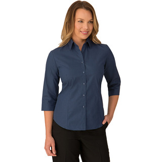 WORKWEAR, SAFETY & CORPORATE CLOTHING SPECIALISTS - Micro Check Blouse 3/4 Sleeve