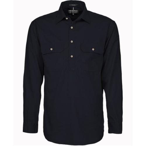 WORKWEAR, SAFETY & CORPORATE CLOTHING SPECIALISTS - Men's Pilbara Shirt - Closed Front Light Weight Long Sleeve [colour: Black] [SIZE: L]