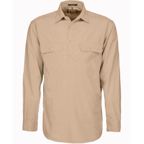 WORKWEAR, SAFETY & CORPORATE CLOTHING SPECIALISTS - Men's Pilbara Shirt - Closed Front Light Weight Long Sleeve [colour: Clay] [SIZE: 2XL]