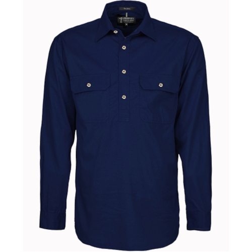 WORKWEAR, SAFETY & CORPORATE CLOTHING SPECIALISTS - Men's Pilbara Shirt - Closed Front Light Weight Long Sleeve [colour: French Navy] [SIZE: 2XL]