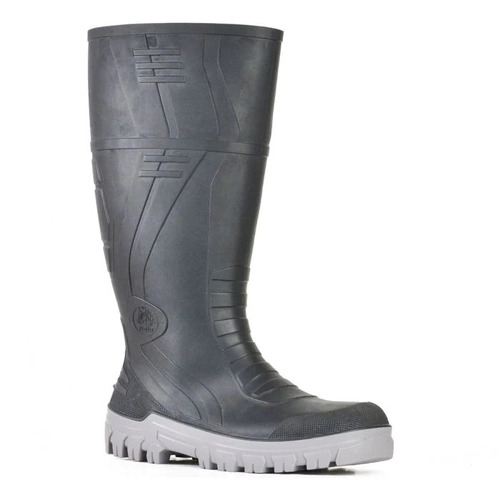 WORKWEAR, SAFETY & CORPORATE CLOTHING SPECIALISTS - Jobmaster 3 Gumboots - Black / Grey PVC 400mm Safety Gumboot