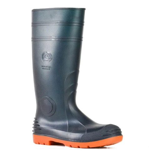 WORKWEAR, SAFETY & CORPORATE CLOTHING SPECIALISTS - Jobmaster 3 Gumboots - Green/Orange PVC 400mm Safety Toe/Midsole Gumboot