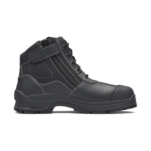 WORKWEAR, SAFETY & CORPORATE CLOTHING SPECIALISTS - 319 - Workfit - Black Leather zip side ankle safety hiker
