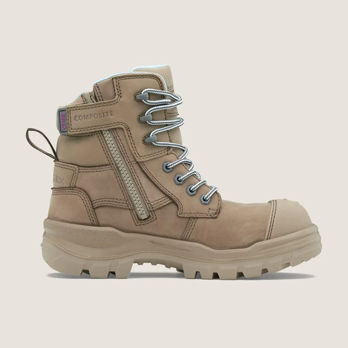 WORKWEAR, SAFETY & CORPORATE CLOTHING SPECIALISTS - 8863 - RotoFlex - Womens Stone water-resistant nubuck 150mm zip side safety boot