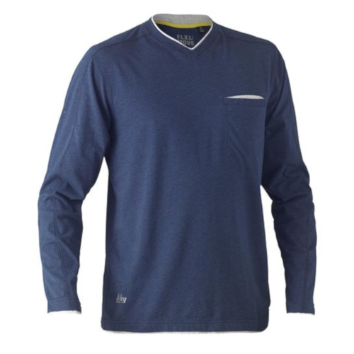WORKWEAR, SAFETY & CORPORATE CLOTHING SPECIALISTS - FLEX & MOVE  COTTON V NECK TEE - LONG SLEEVE