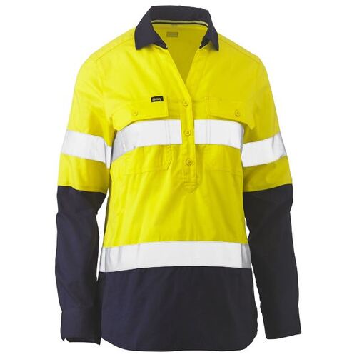 WORKWEAR, SAFETY & CORPORATE CLOTHING SPECIALISTS - Womens Taped Hi Vis Stretch Closed Front Shirt