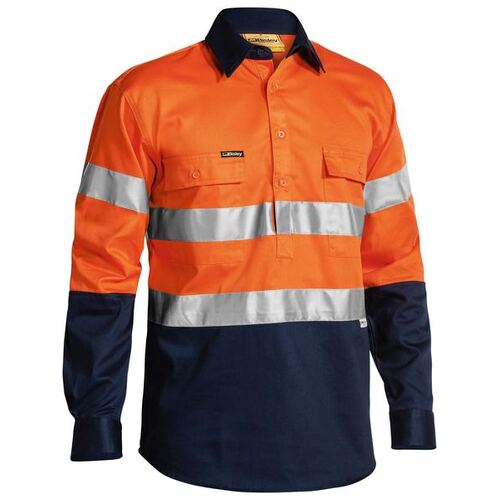 WORKWEAR, SAFETY & CORPORATE CLOTHING SPECIALISTS - 3M Taped Closed Front Hi Vis Drill Shirt - Long Sleeve