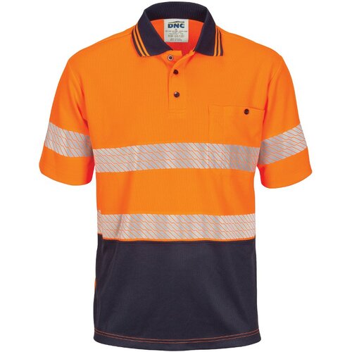 WORKWEAR, SAFETY & CORPORATE CLOTHING SPECIALISTS - HiVis Segment Taped Micromesh Polo-Short Sleeve