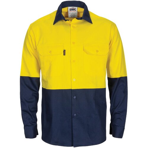 WORKWEAR, SAFETY & CORPORATE CLOTHING SPECIALISTS - HiVis L/W Cool-Breeze T2 Vertical Vented Cotton Shirt with Gusset Sleeves - Long Sleeve