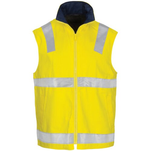 WORKWEAR, SAFETY & CORPORATE CLOTHING SPECIALISTS - HiVis Cotton Drill Reversible Vest with Generic R/Tape