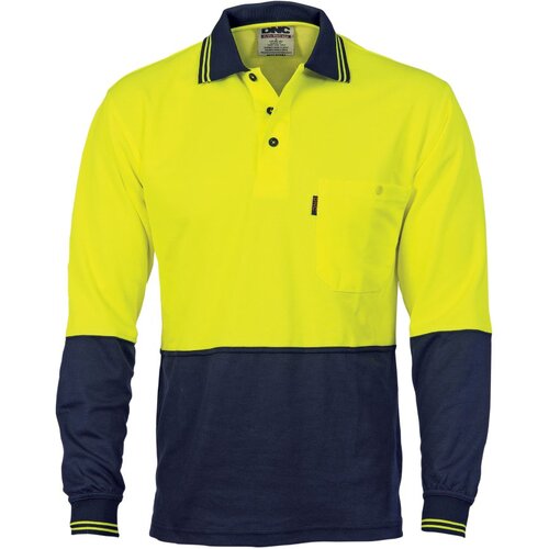 WORKWEAR, SAFETY & CORPORATE CLOTHING SPECIALISTS - Cotton Back HiVis Two Tone Fluoro Polo - Long Sleeve