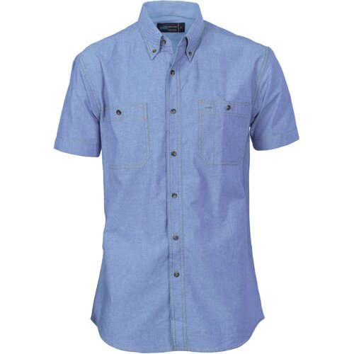 WORKWEAR, SAFETY & CORPORATE CLOTHING SPECIALISTS - Cotton Chambray Shirt , Twin Pocket - Short Sleeve