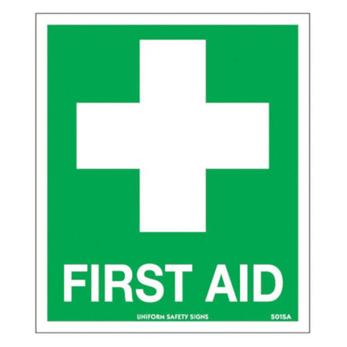 WORKWEAR, SAFETY & CORPORATE CLOTHING SPECIALISTS - STICKER, FIRST AID KIT, 120 X 140MM, SELF ADHESIVE, 4PK