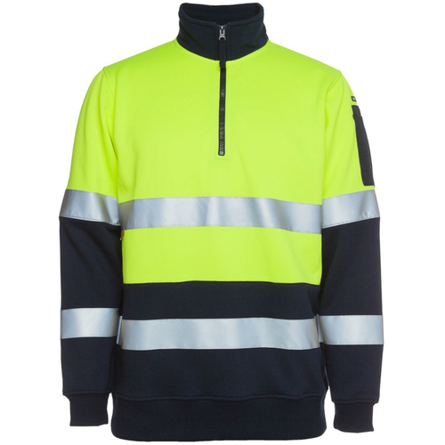 WORKWEAR, SAFETY & CORPORATE CLOTHING SPECIALISTS - JB's HI VIS (D+N) 1/2 ZIP FLEECY SWEAT