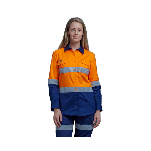 WORKWEAR, SAFETY & CORPORATE CLOTHING SPECIALISTS - Workcool - Workcool 2 Women's Reflect Spliced Shirt L/S 'Hoop' Pattern
