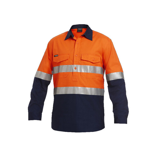 WORKWEAR, SAFETY & CORPORATE CLOTHING SPECIALISTS - Workcool - Workcool 2 Reflective Spliced Closed Front Shirt L/S 'Hoop' Pattern