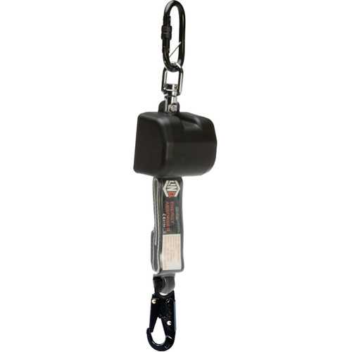 WORKWEAR, SAFETY & CORPORATE CLOTHING SPECIALISTS - LINQ Self Retracting 2.5M Webbing Lanyard with Hardware KS & SN