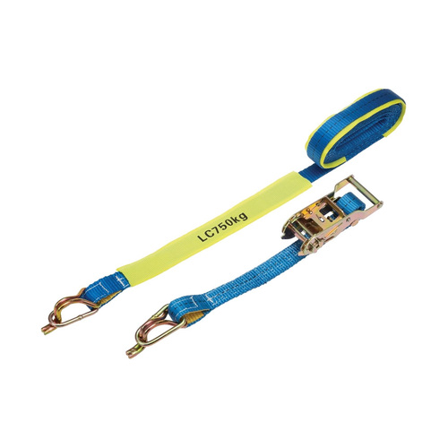 WORKWEAR, SAFETY & CORPORATE CLOTHING SPECIALISTS - RATCHET TIE DOWN 25MMx5M 0.75T CAPTIVE J-HOOK