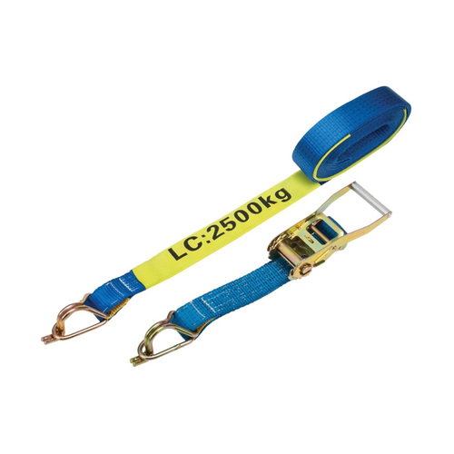 WORKWEAR, SAFETY & CORPORATE CLOTHING SPECIALISTS - RATCHET TIE DOWN 50mmx9M 2.5T CAPTIVE J-HOOK