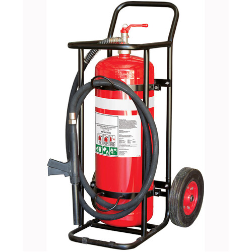 WORKWEAR, SAFETY & CORPORATE CLOTHING SPECIALISTS - 30kg ABE Mobile Extinguisher - Solid Wheels