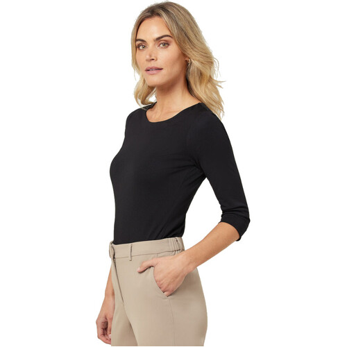 WORKWEAR, SAFETY & CORPORATE CLOTHING SPECIALISTS - MATT JERSEY BOAT NECK 3/4 SLEEVE TOP - Womens