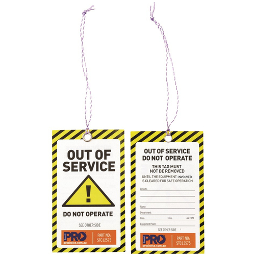WORKWEAR, SAFETY & CORPORATE CLOTHING SPECIALISTS - Safety Tag "OUT OF SERVICE" 125mm x 75mm. Pack of 100