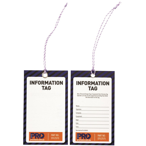 WORKWEAR, SAFETY & CORPORATE CLOTHING SPECIALISTS - Safety Tag "INFORMATION" 125mm x 75mm. Pack of 100
