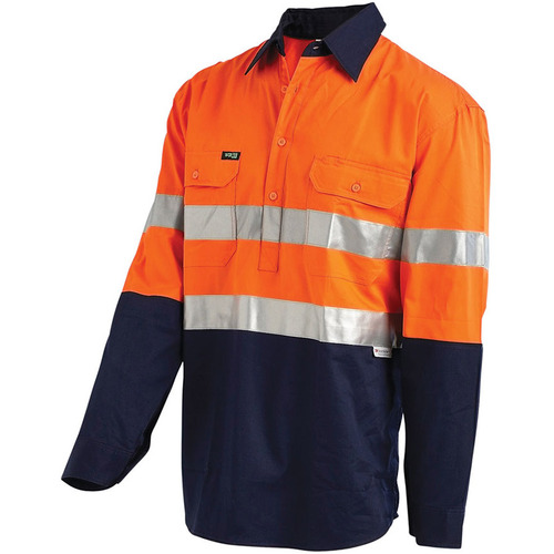 WORKWEAR, SAFETY & CORPORATE CLOTHING SPECIALISTS - Hi-Vis 2 Tone Closed Front Regular Weight Taped Shirt