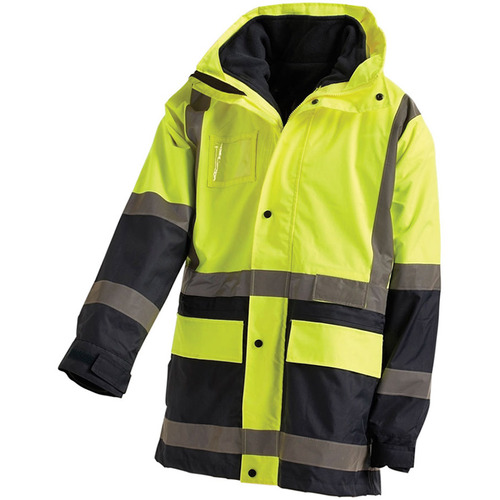 WORKWEAR, SAFETY & CORPORATE CLOTHING SPECIALISTS - Hi-Vis 2 Tone 5 in 1 Waterproof Biomotion Taped Jacket