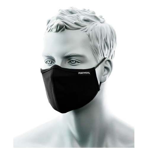 WORKWEAR, SAFETY & CORPORATE CLOTHING SPECIALISTS - CV35 - 3-Ply Anti-Microbial Fabric Face Mask with Nose Band (Single)