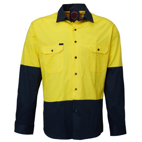 WORKWEAR, SAFETY & CORPORATE CLOTHING SPECIALISTS - Open Front 2 Tone L/S Shirt