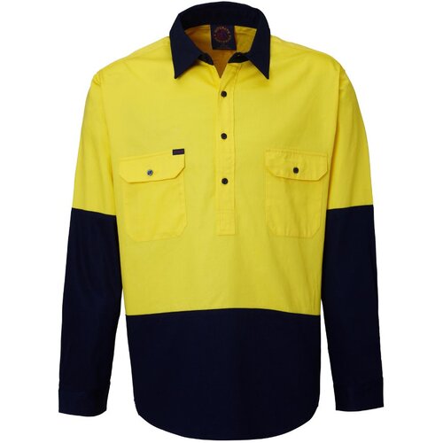 WORKWEAR, SAFETY & CORPORATE CLOTHING SPECIALISTS - Closed Front 2 Tone L/S Shirt